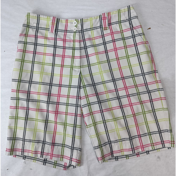 Twee Nike Golf Plaid Shorts Nike FitDry Women's Size 6 Pink Green Bermuda Fun - Picture 1 of 7